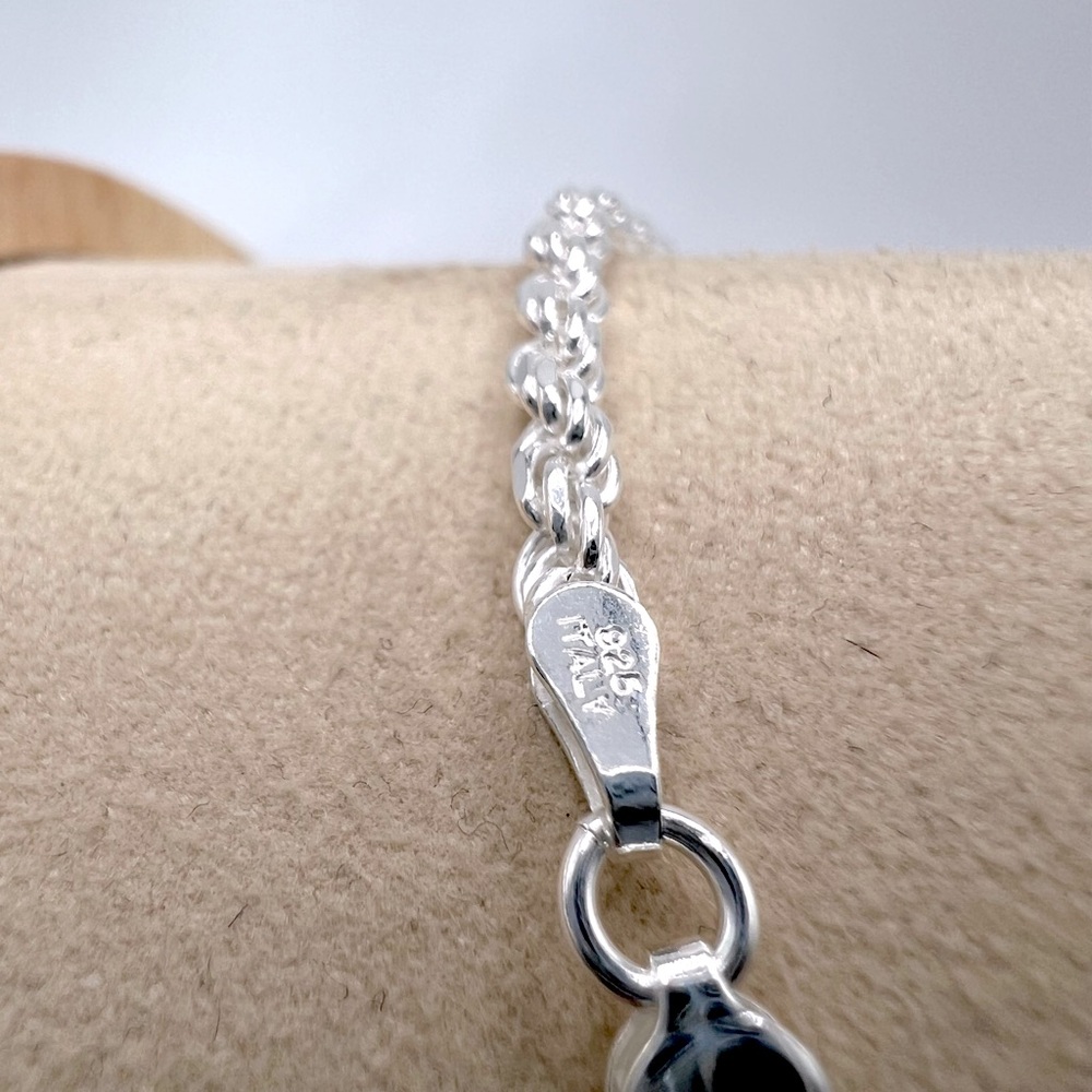 7” .925 Sterling Silver 3mm Rope Chain Bracelet - Picture 5 of 9